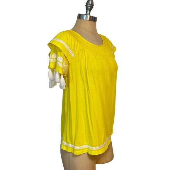 Lilly Pulitzer NAILAH TOP Lillys Lemon Yellow Tassel Embroidery XS - Picture 5 of 9